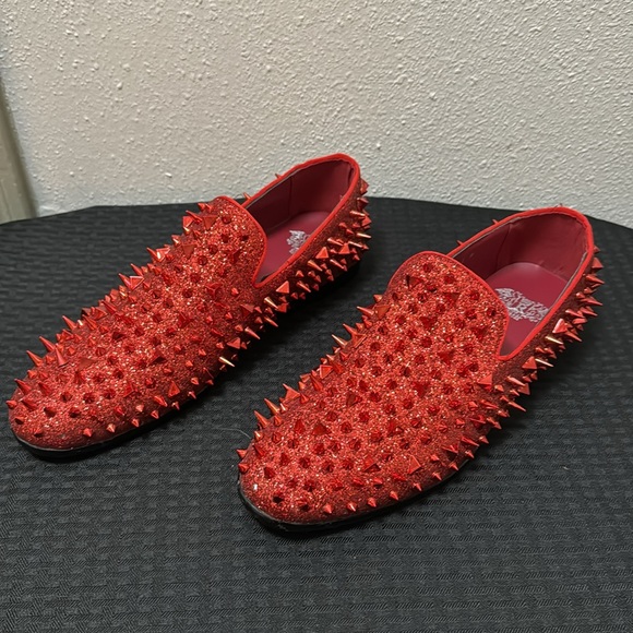 Royal Shoes Red Spikes Red Bottoms Mens Smoking Slip-on Dress Shoes Sizes 9 EUC main image 6